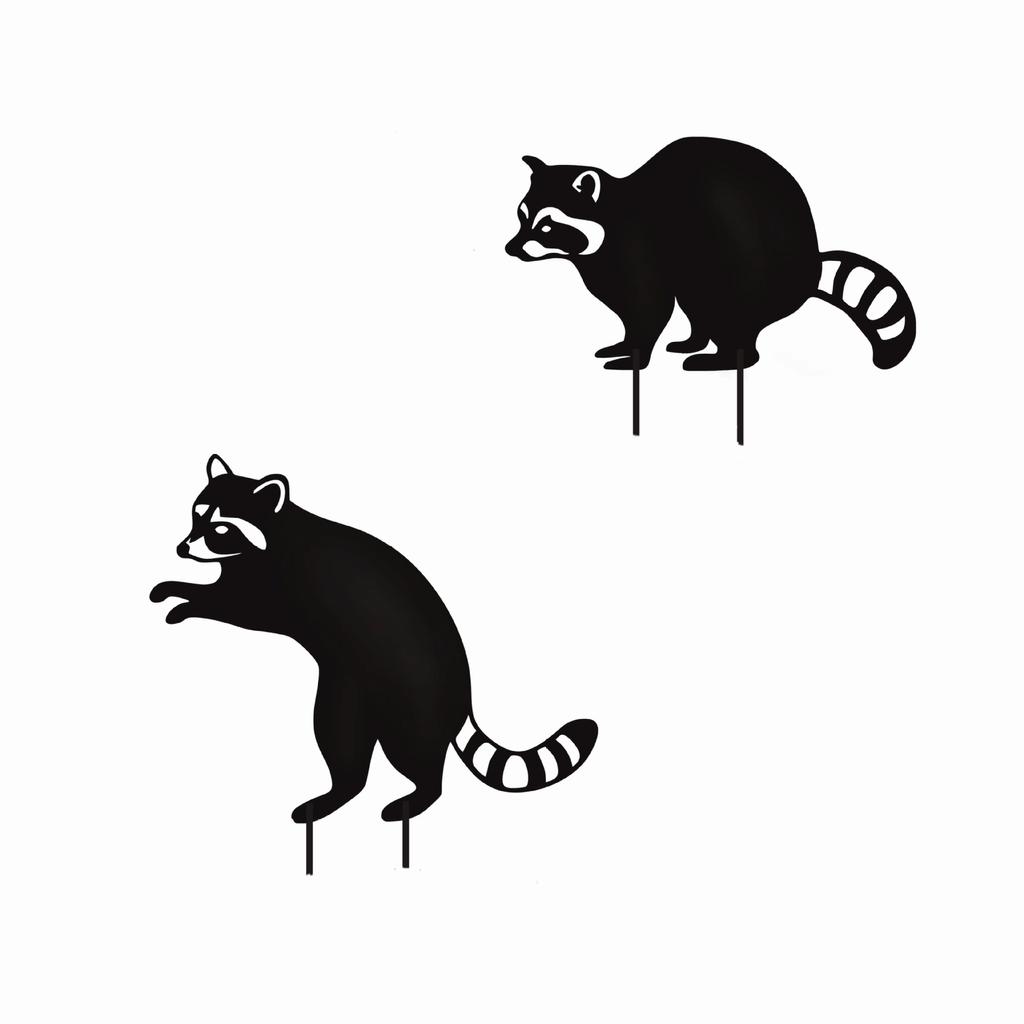 Metal Raccoon Garden Statues Stakes, Black Raccoon Silhouette Animals Decorative Garden Stakes,Statues Animal Stakes for Yard Decor and Lawn Ornaments