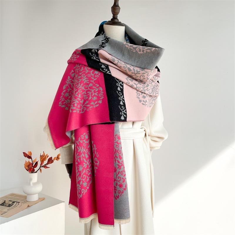 New versatile color matching love thickened imitation cashmere scarf sweet shawl air-conditioned room thermal blanket outside women