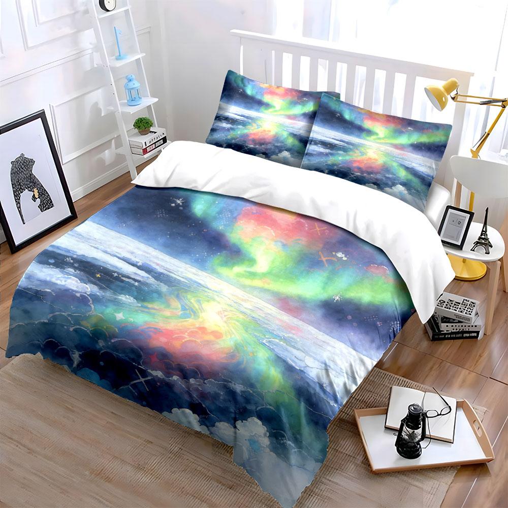 Aurora Landscape Art Set Soft Comfortable Duvet Cover Bedding Set Included 1*Duvet Cover & 2*Pillowcases, Gift