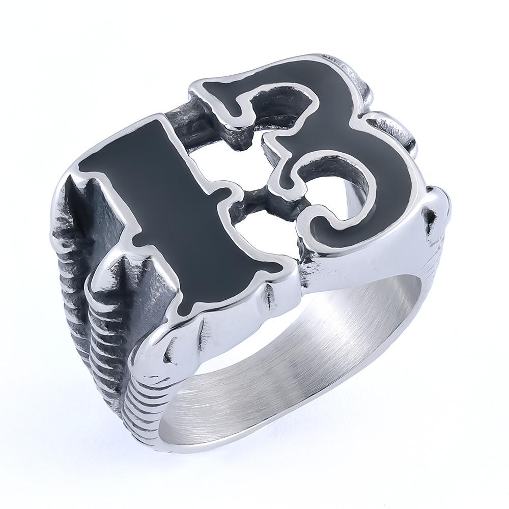 

Трендовое цифровое кольцо веры личности в стиле ретро из нержавеющей стали 316 с когтем дракона, 13 счастливых цифровых колец из титановой стали 9