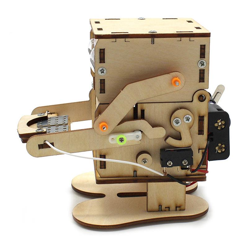 Robot Eating Coin Wood Diy Model Teaching Learning Stem Project Kit For Kid Science Experiment Education Toy Wooden Assemble Kit