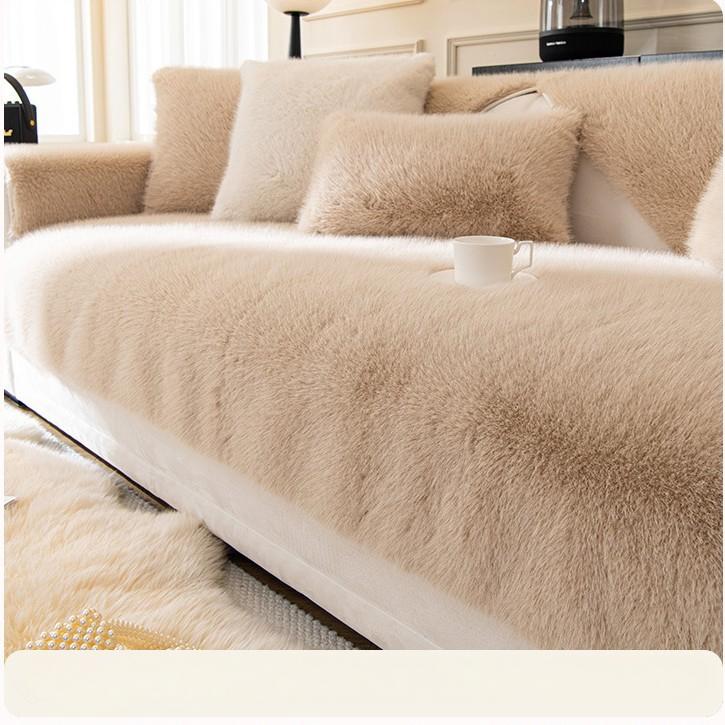 1 Stück Imitation Kaninchen Plüsch Sofabezug Dick Plüsch Winter Sofa Überwurf, Couchbezug Möbelbeschützer Für Schlafzimmer Büro Wohnzimmer Heimdeko