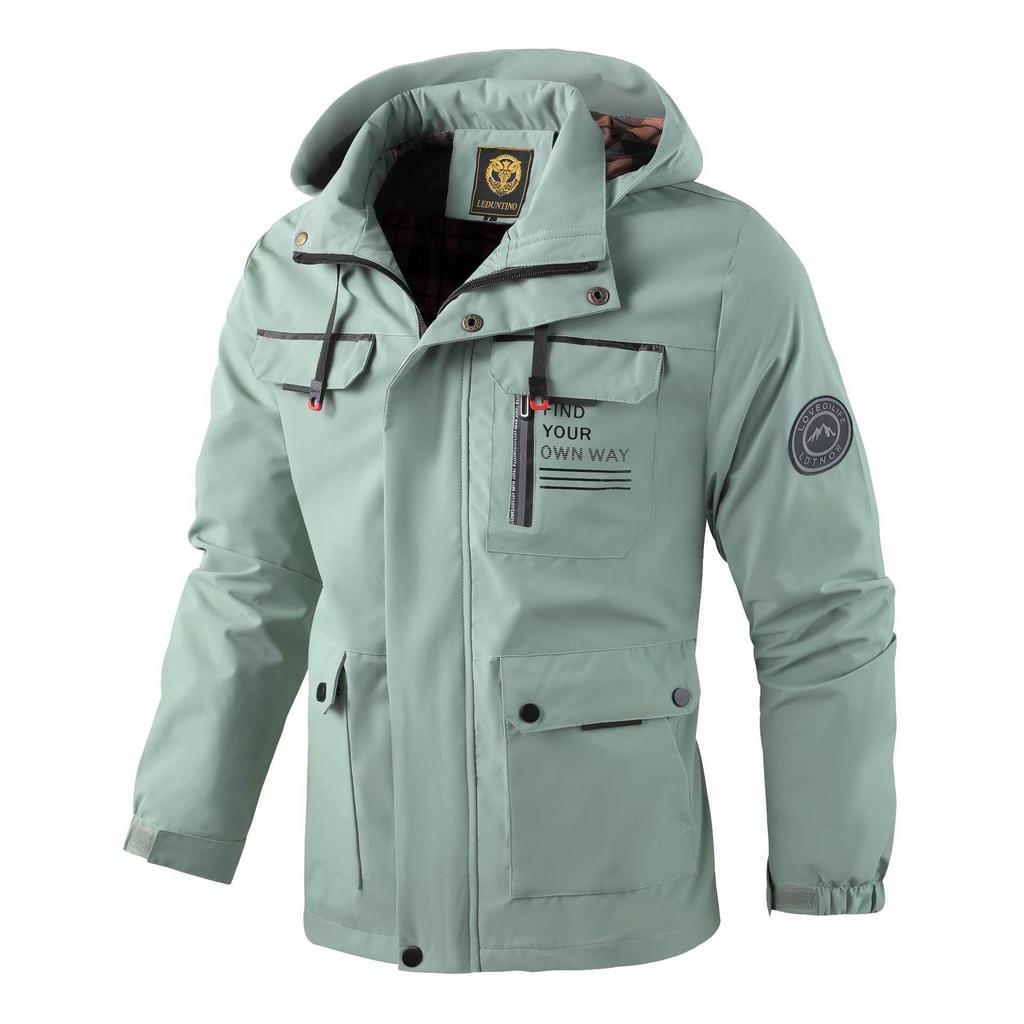 Chaqueta Casual para Hombre Abrigo Parker Otoño e Invierno Chaqueta con Capucha Camisa Chaqueta de Hombre Color Sólido Tendencia de Exterior
