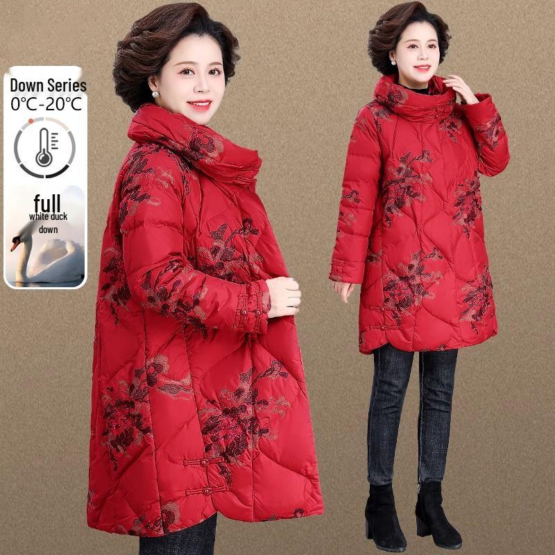 

Mid-length Embroidered Cotton Jacket for Middle-aged and Elderly Women - Autumn/Winter Style 3XL 75-82.5 kg