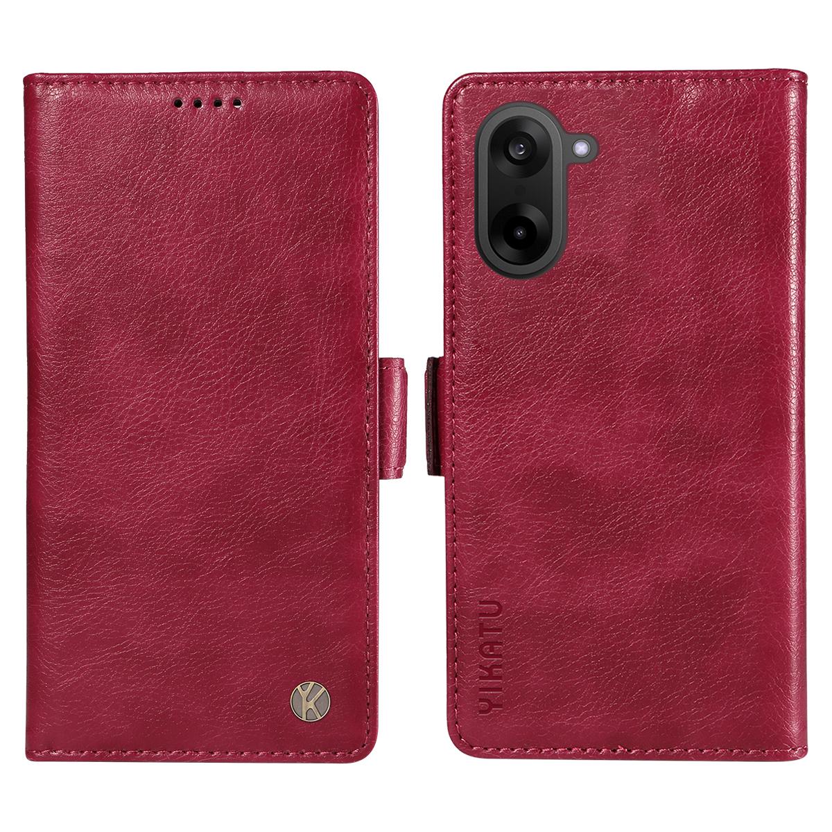 

For OnePlus Nord CE5 5G/OnePlus Ace 5 Racing 5G Case YIKATU YK-007 Litchi Texture PU Leather Wallet Phone Cover Wine Red