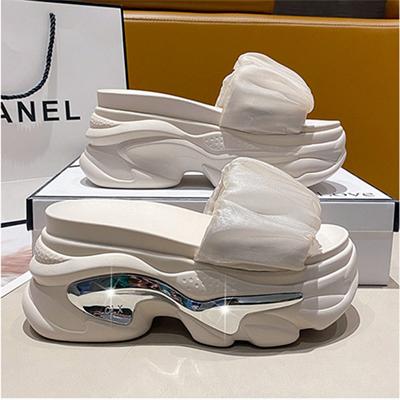 Modische Pailletten-Keil-Slipper für Damen Neu 2024 Sommer Rutschfeste High-Platform-Sandalen Frau Offene Zehen Bequeme Damen-Strand-Slipper
