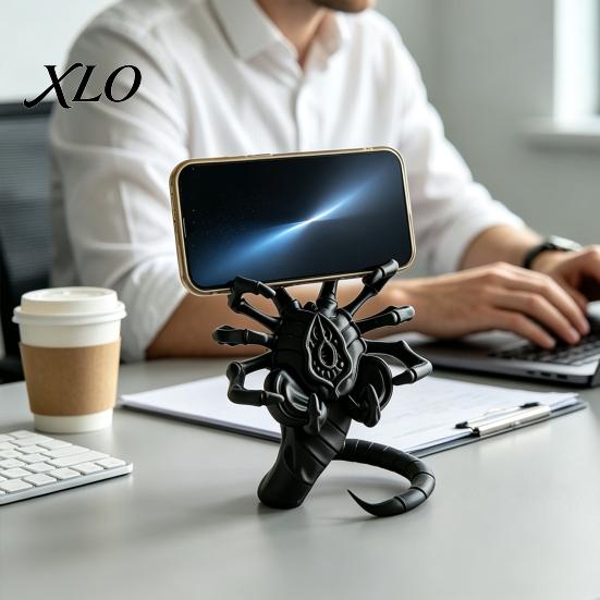 Gift for Sci-fi Fans 3D Printed Sci-Fi Horror Phone Holder, Novelty Stable Smartphone Stand, Shelf Decoration Compact Collectible Ornament Video Calls