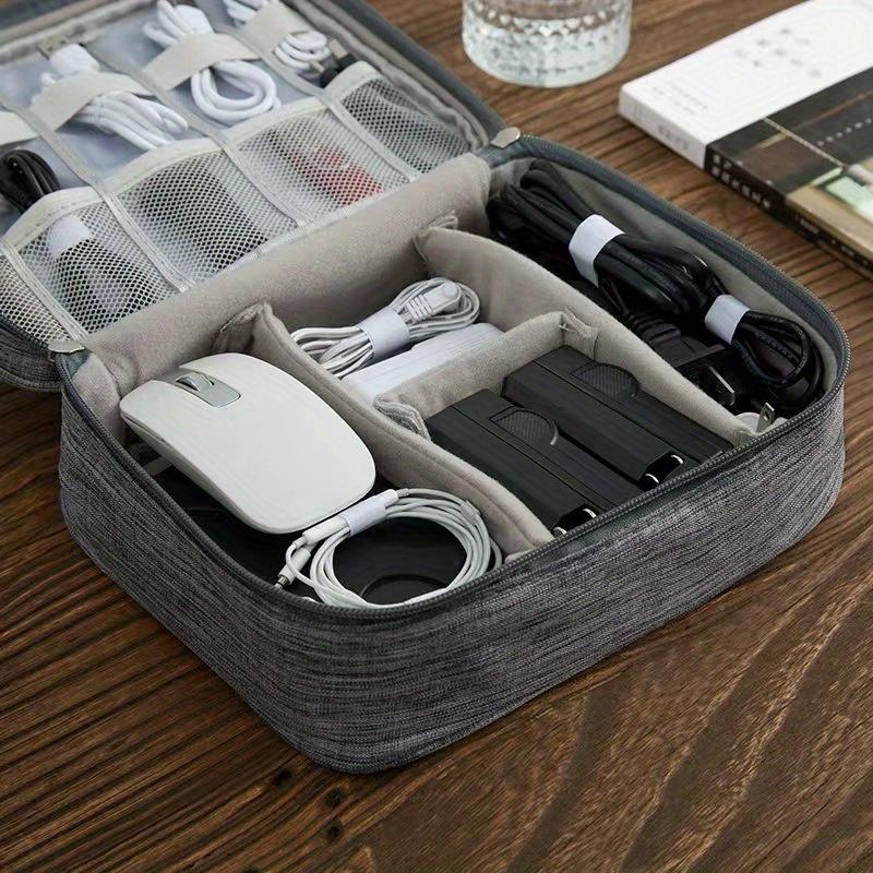1pc Durable Travel Cable Organizer Bag with Double Zipper – Multi-Compartment Storage for Electronics, Headphones, and Accessories, Travel Accessory