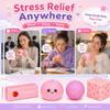 4-Pack Squishy Stress Relief Set, Slow Rising Malt Sugar Squeeze Fidget Toys, Fun Desk Accessories and Gift Set(Pink)