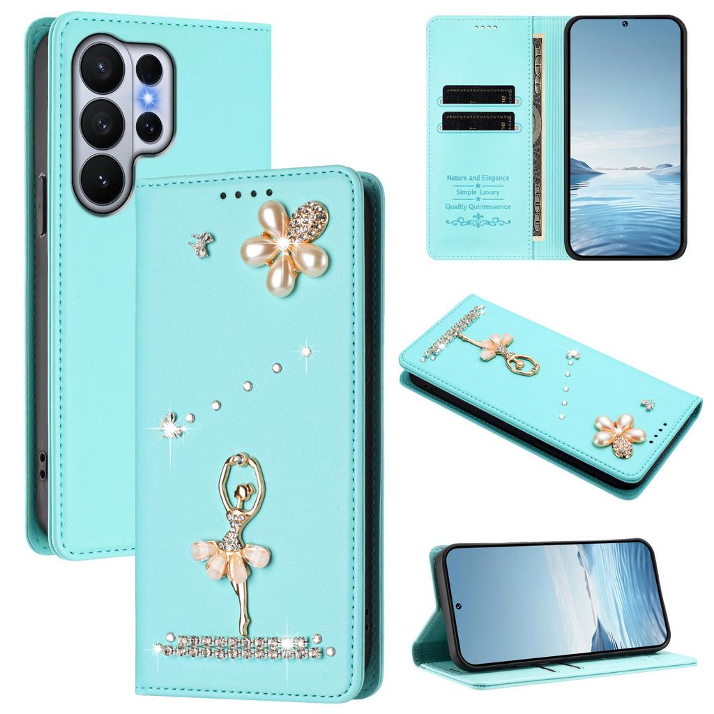 Diamond Cute Cards Solt Wallet Leather Phone Case For Samsung S26 Ultra S25 Plus S24 S23 A16 A26 A17 A07 Flip Bag Pocket Cover