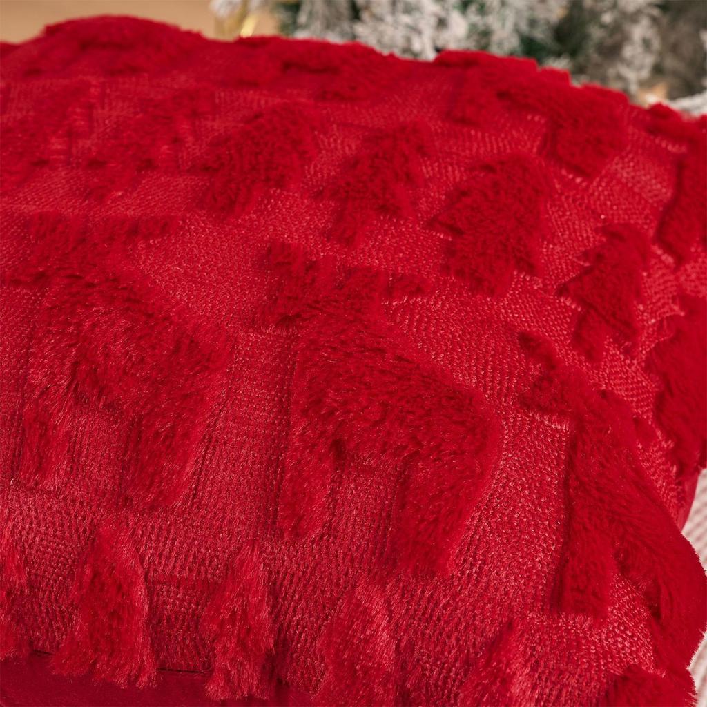 Christmas Pillowcase, Plush Snowflake, Christmas Tree, Embroidered Wool, Living Room Sofa Cushion, Holiday Party Decoration Pillow Cover