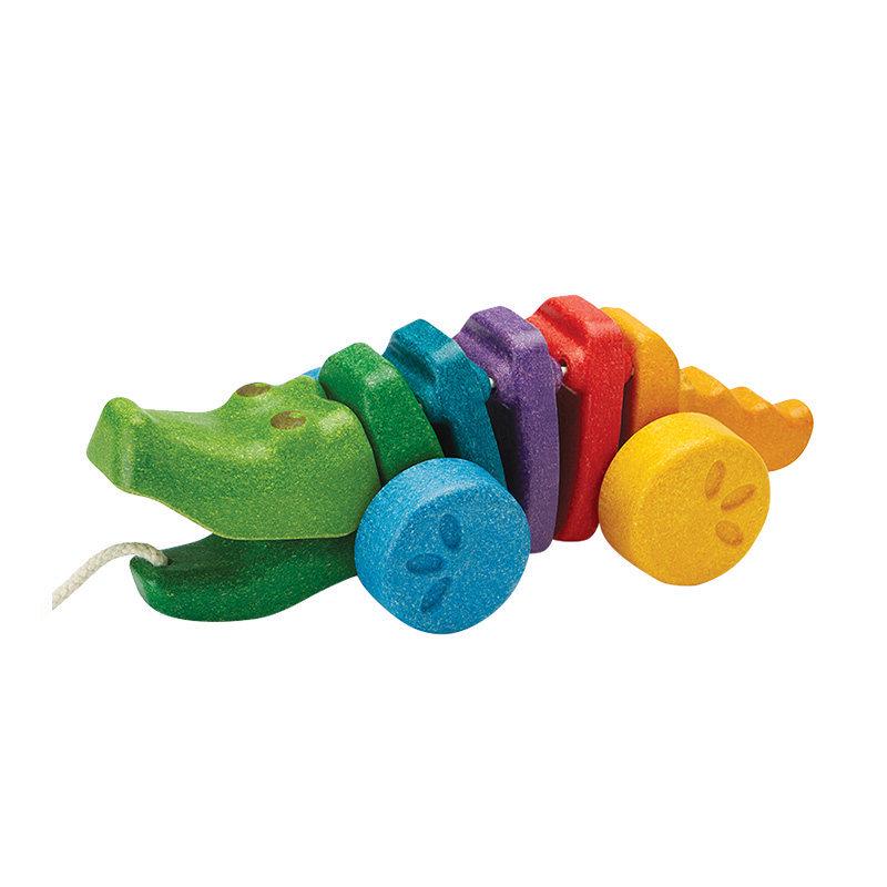 Деревянная игрушка-каталка PlanToys Крокодил для малышей - Подарок для ребенка