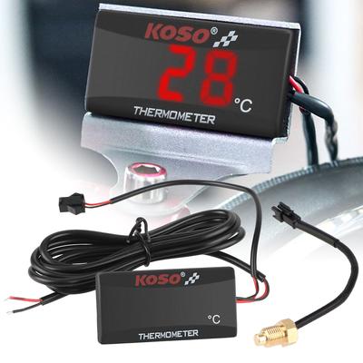 12V Water Tank Retrofit Temperature Meter 0~120°C Monitor With Sensors Motorcycle Thermometer Red Blue Indicator Warning