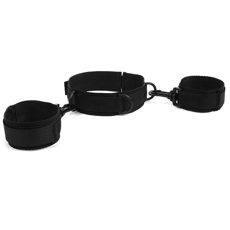 BDSM Restraint Set Wrist Cuffs Collar Adjustable Nylon Strap Bondage Kit for Couples Role Play Adult Bedroom Accessories
