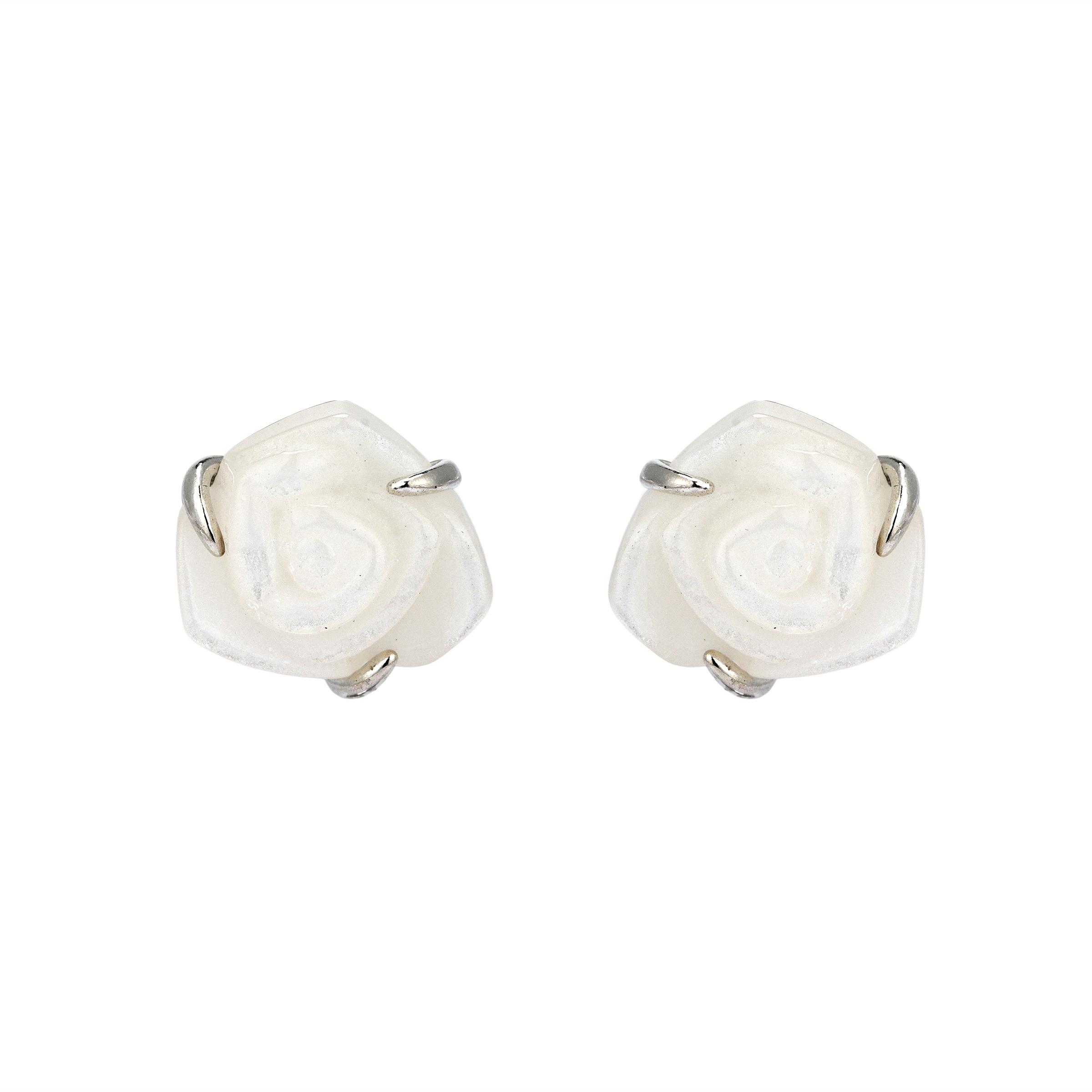 Pandora Moments Series Rose Pattern 925 Silver Pearl Earrings Women earrings 293209C01 Box