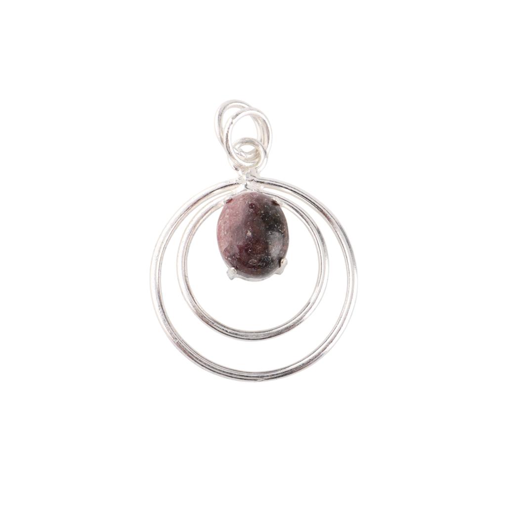 Natural Black Rhodonite Gemstone 925 Sterling Silver Jewelry Women Pendant 1.65" PP-61-31