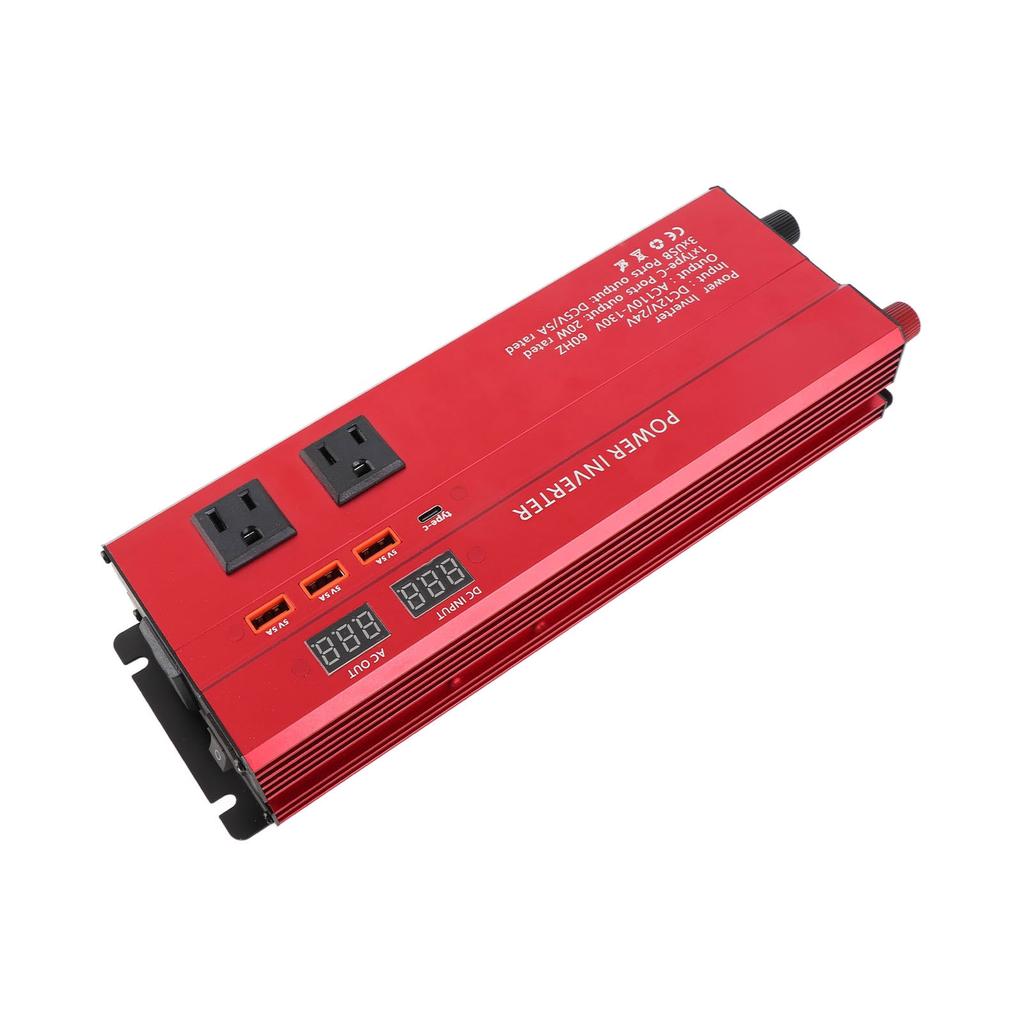 Power Inverter Modified Sine Wave 12V 24V To 60HZ 900W 3 AC Outlets 3 USB Ports 1 Type C Port for Phone Tablet