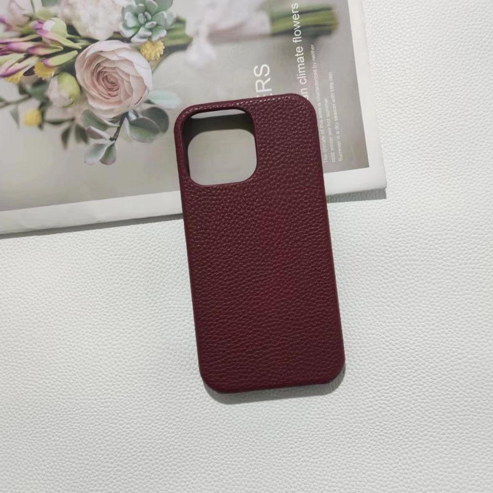 New lychee pattern Apple 15/16/17 mobile phone case half pack 16pro heat dissipation 16promax hard phone case