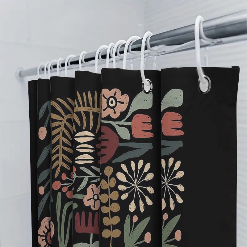 Botanical Shower Curtain Tropical Leaves Pattern Waterproof Fabric Bathroom Decor Vintage Floral Backdrop Nature Theme