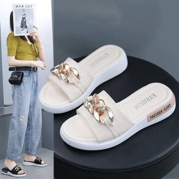 Sandals Ladies Flat Heel Platform Sandals Ladies Candy Color Casual Slippers Ladies Shoes Sandalias De Las Mujeres 2024
