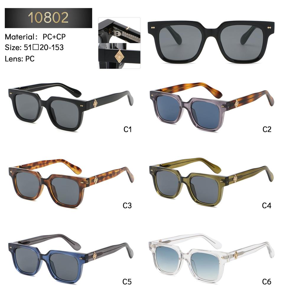 Retro Square Frame Sunglasses with Metal Hinges – Stylish European & American Design for Summer Personality