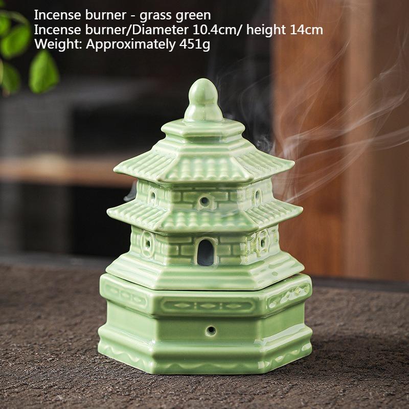 Forbidden City Temple of Heaven Shape Zen Tower Ceramic Incense Burner/indoor Incense Office and Household Ornaments Decoration трава зеленый