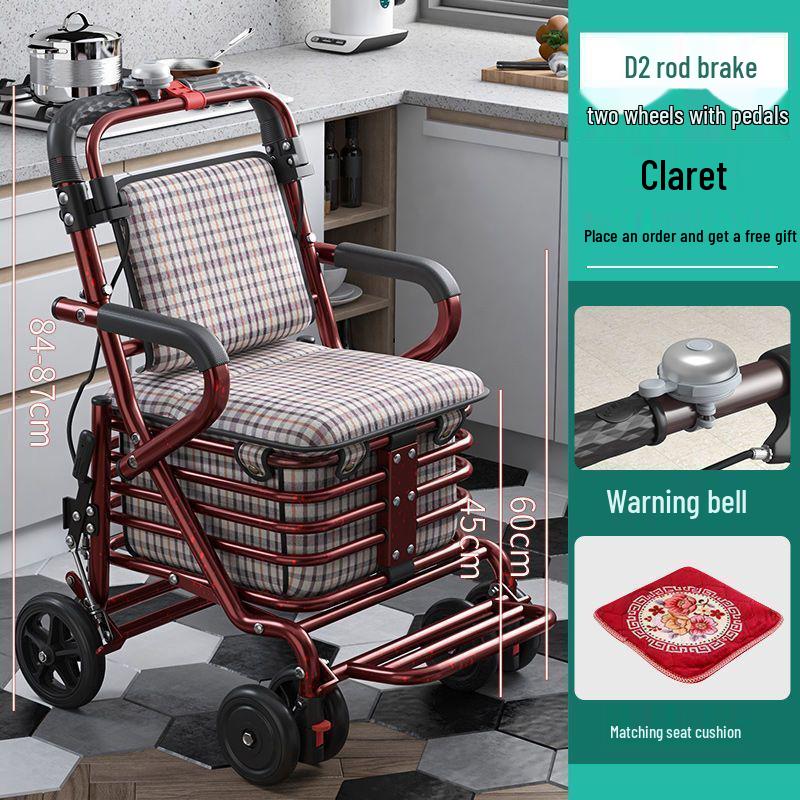 Leide Zhu Foldable Mobility Handcart: Sit & Push Shopping Trolley for Elderly