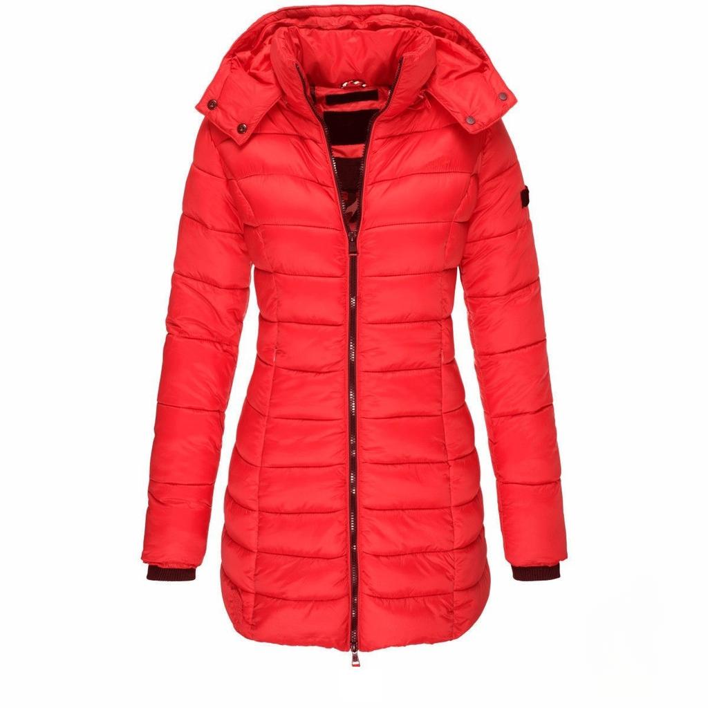 Women Medium and Long-cut Slim-fitting Cotton-padded Jackets, Warm Down Cotton-padded Clothes