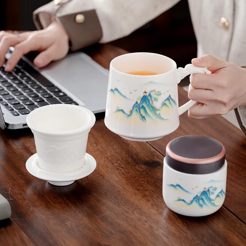 Chaxun Mutton Fat Jade White Porcelain Tea Set Gift Box