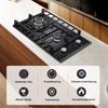 TopStrong 30cm Tempered Glass Gas Cooktop with Cast Iron Supports, 5200W, Black, Easy Installation