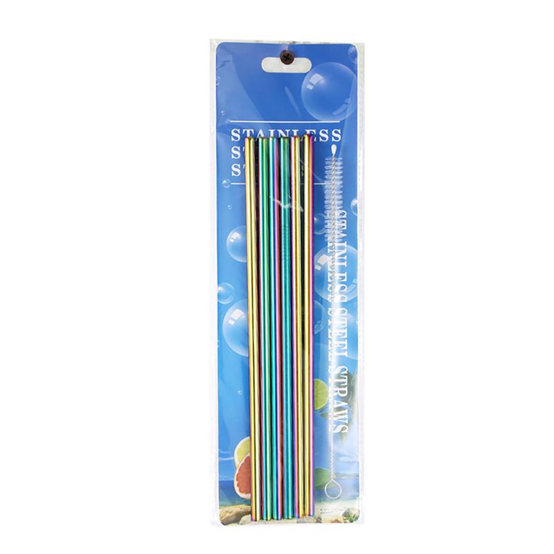 6Pcs Metal Reusable 304 Stainless Steel Straws Straight Bent Drinking Straw With Case Cleaning Brush Set Party Bar Accessory