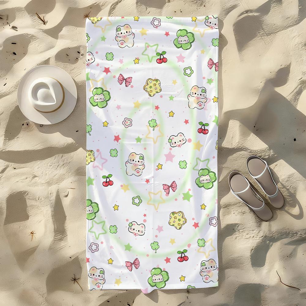 

Lovely Cat Print Towel For Swim Yoga Gym Quick Drying Soft and skin-friendly Beach Towels All-Season W30*H60(CM)