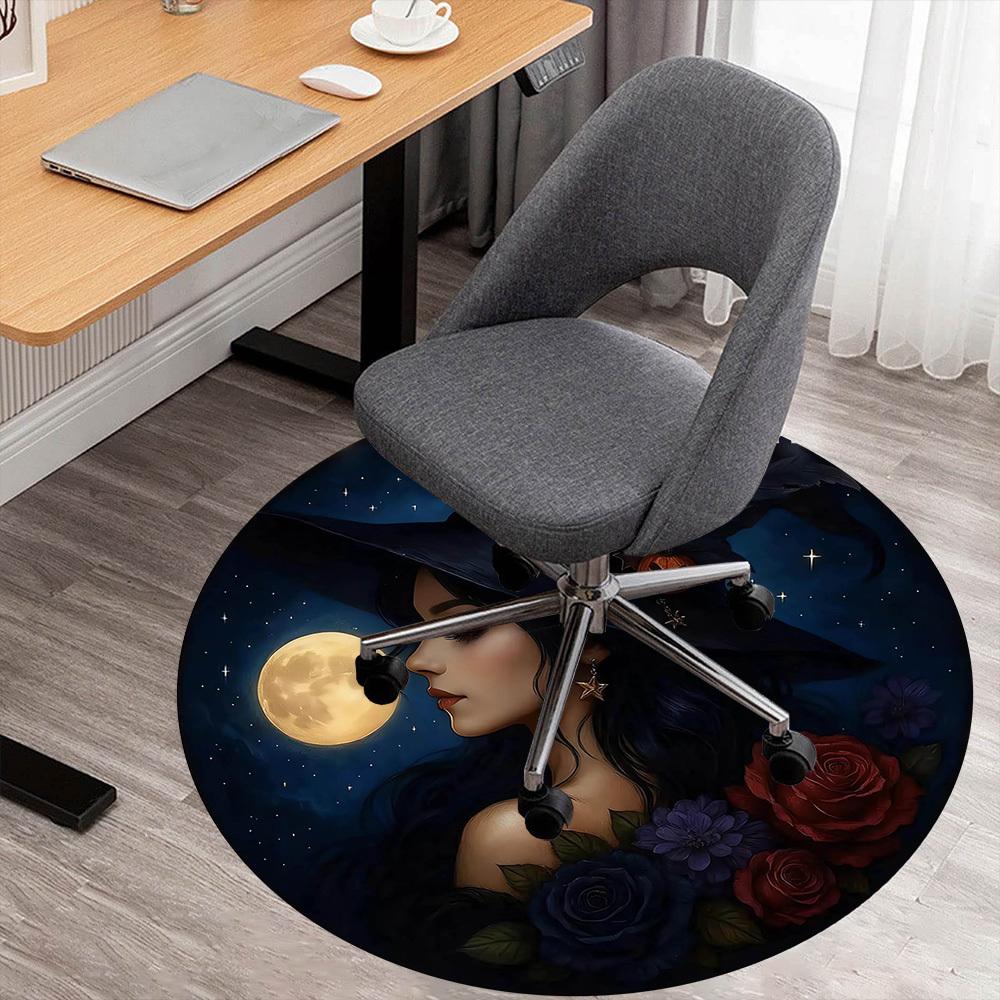 

1pc witchcraft moonlight Round Chair mat Area Rug - Non-Slip, Floor Mat for Office, Bedroom, and Indoor Decor -1002094 80cm by 80cm