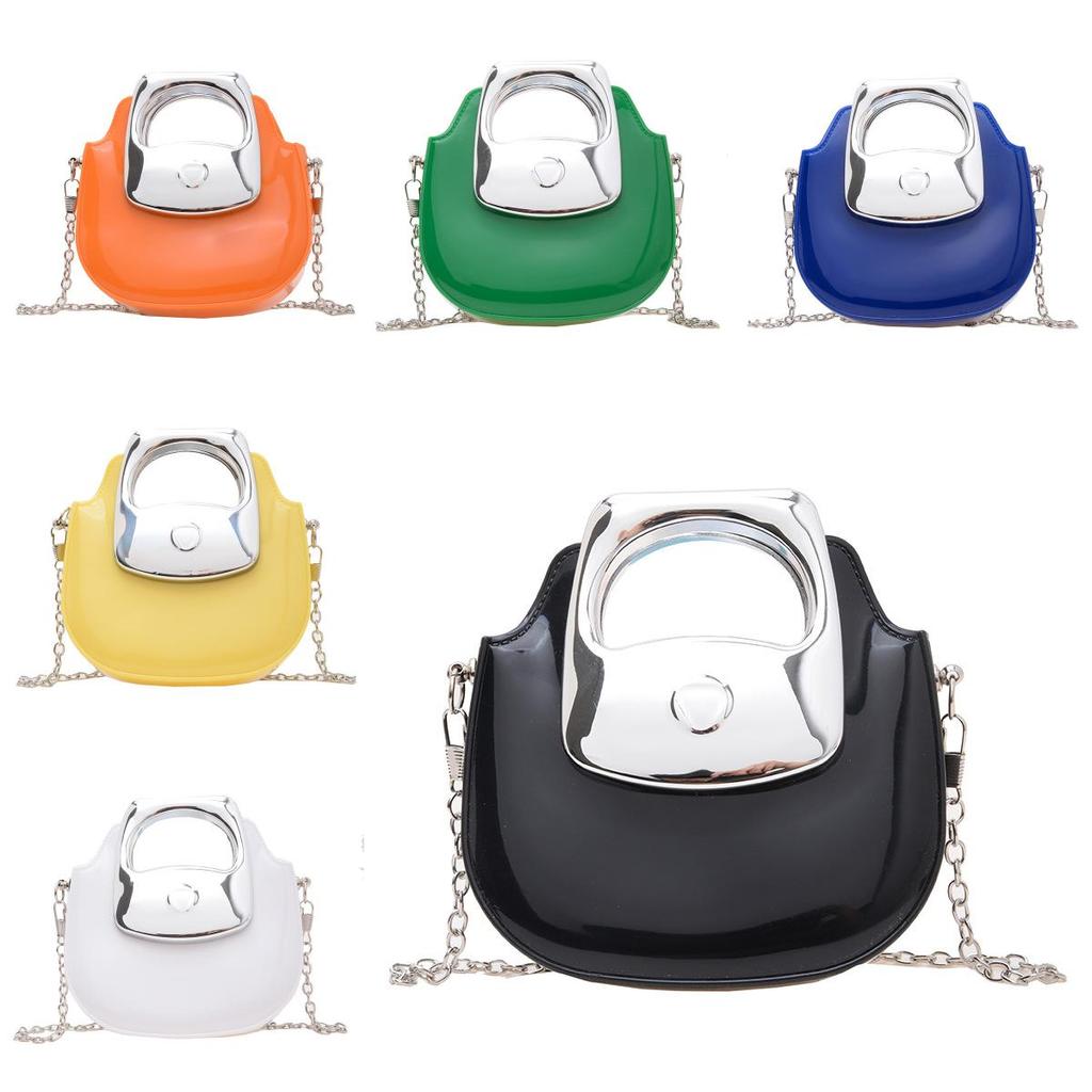 Pvc Mini Chain Shoulder Bag With Clasp Closure For Daily Casual Use