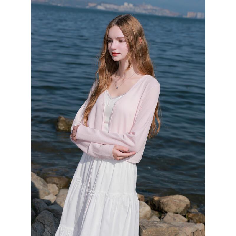 

Sancai Women s V-Neck Tie-Front Cropped Knit Cardigan L