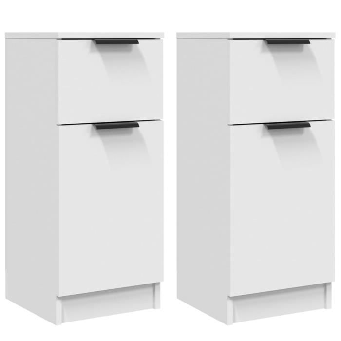 811116 vidaXL Buffets 2 Pcs White 30x30x70 Cm Engineered Wood