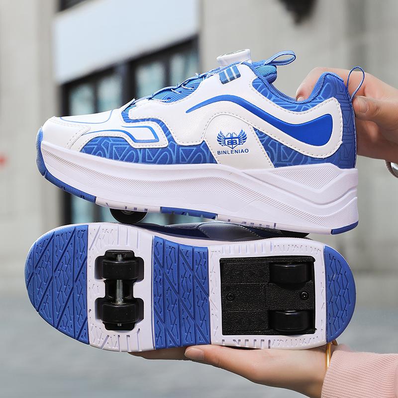 29-40 Children's Four-wheel Sports Shoes Detachable Flat Shoes Children's Skating Roller Skates Shoes for Kids