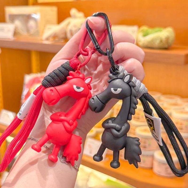 Cute Horse Silicone Keychain Stylish Lanyard Design Portable Key Ring Fun Cartoon Animal Bag Pendant Accessory 2026 Holiday Gift