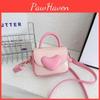 Heart Blocking Color Shaped Buckle Leather Children Shoulder Bag For Daily Use