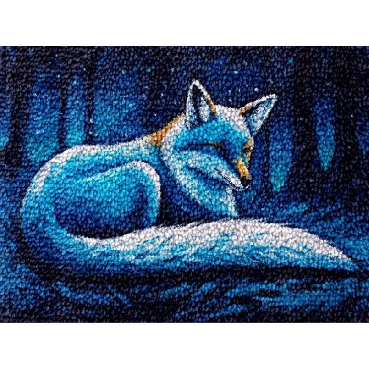 Fox Latch Hook Kits Rug DIY Cushion Tapestry Making Crochet Hook Mat Making Kits Color Preprinted Pattern Canvas DIY Carpet Needlework Crochet Kits