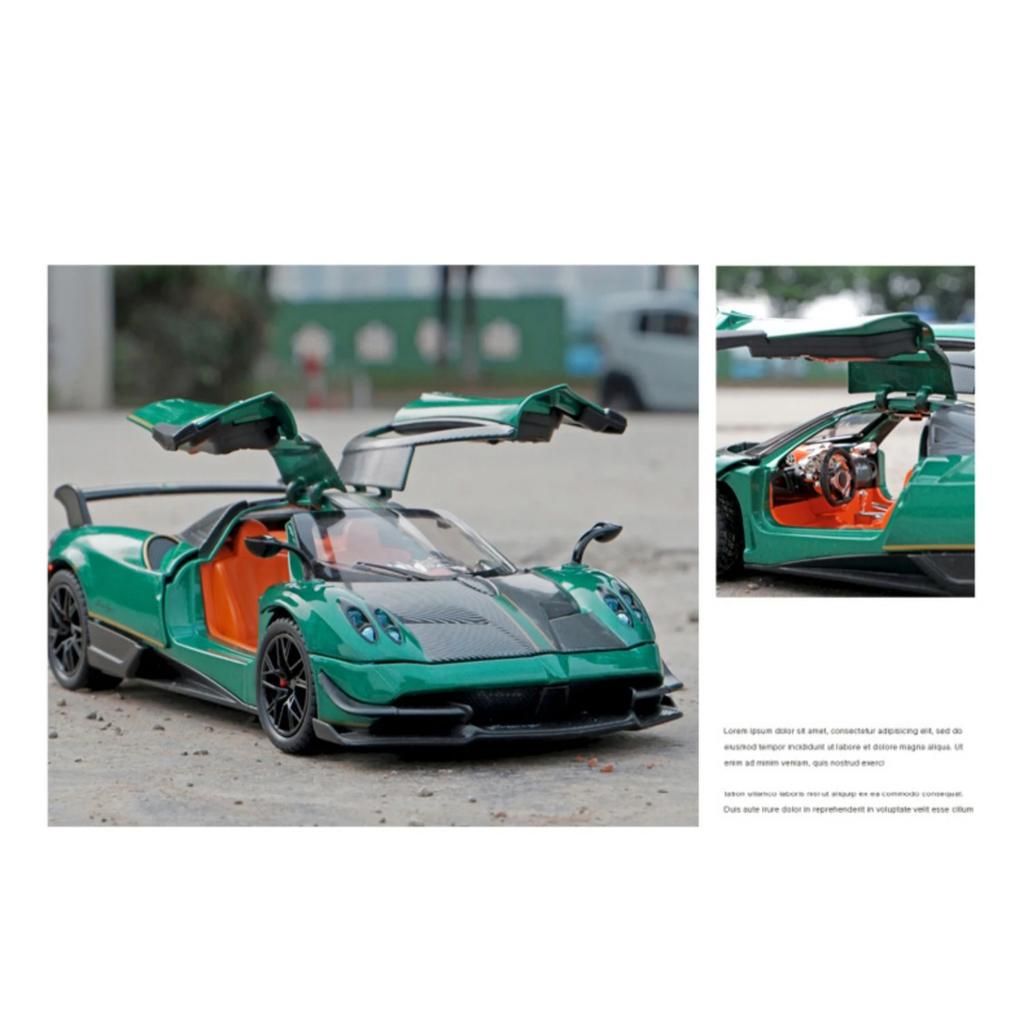 1/24 Pagani Huayra BC Supercar Alloy Die Cast Toy Car Model Sound and Light Pull Back Children's Toy Collectibles Birthday Gift