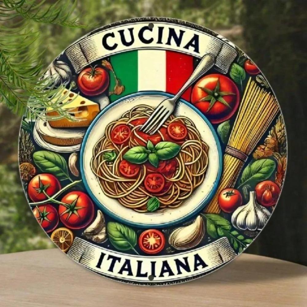Italian Kitchen Wall Art 2D Spaghetti Carbonara Metal Tin Sign