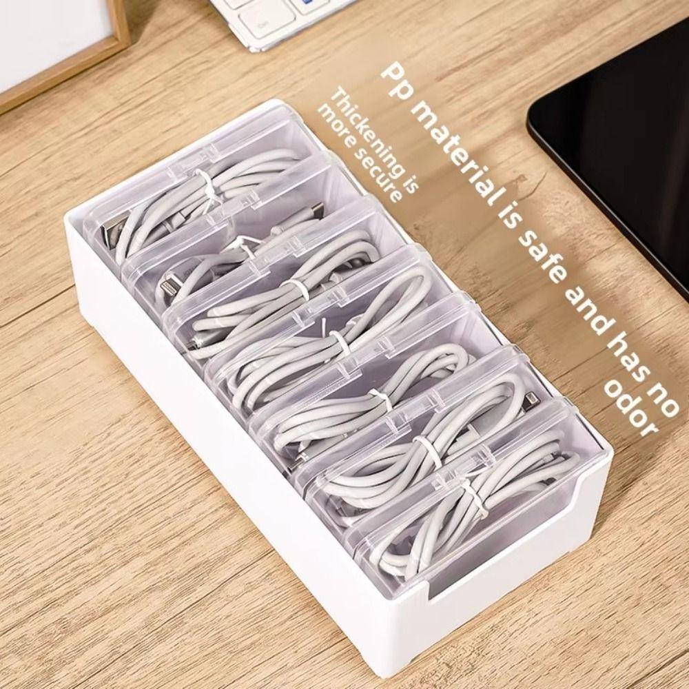 Clear Cable Organizer Box Durable Desktop Cable Organizer Data Cable Storage Box  Office Supplies