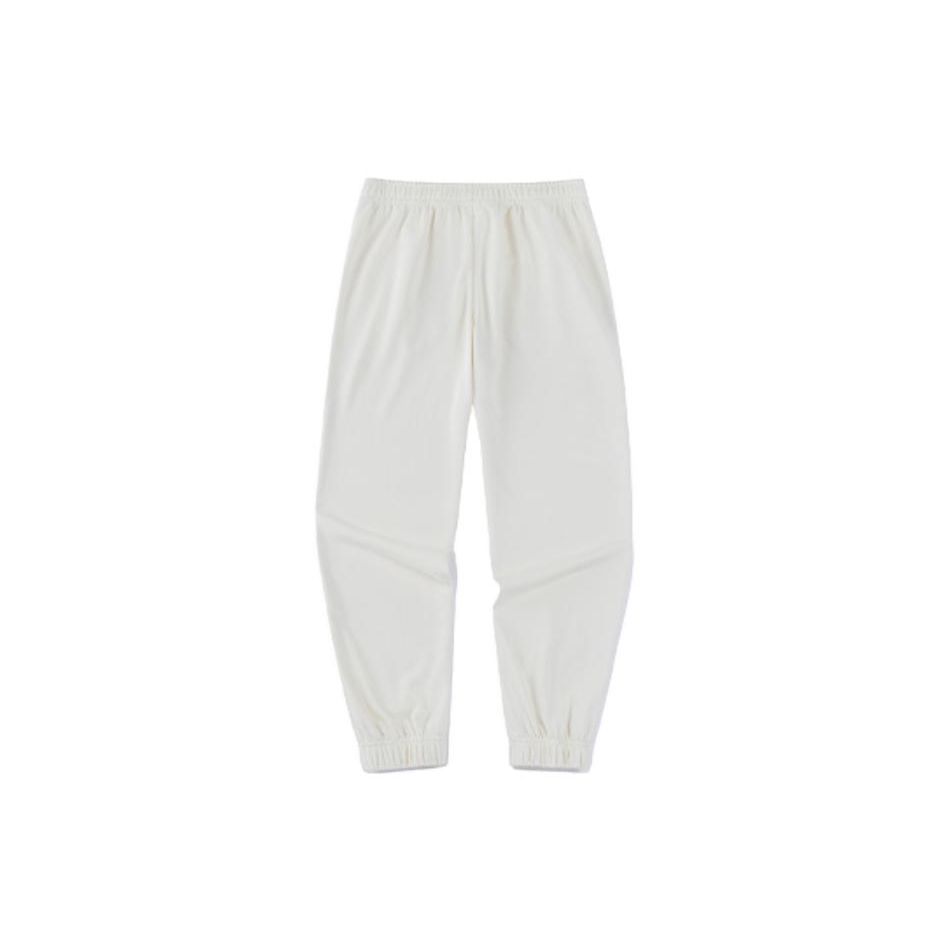 Anta Training Series Solid Color Logo Mid Waist Straight Leg Cuffed Sports Pants Women Pants Vanilla-White 962357303-2
