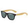 Vintage Square Bamboo Sunglasses with Rivet Detail