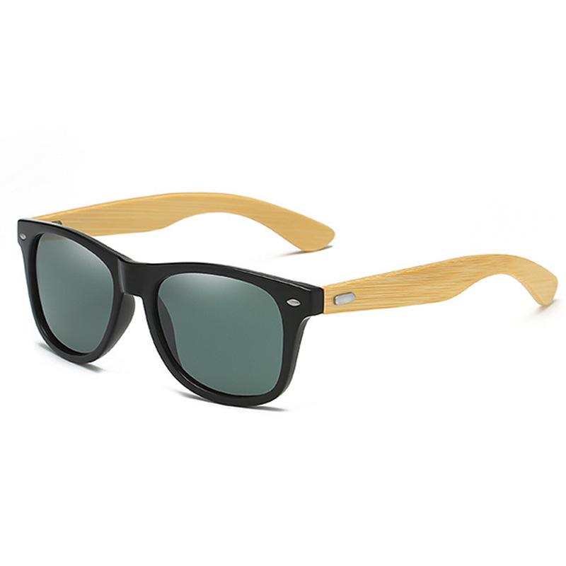 Vintage Square Bamboo Sunglasses with Rivet Detail