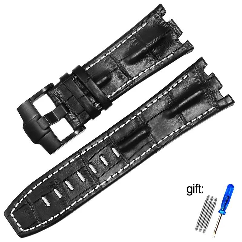 Genuine Leather watch Strap For AP  15703 Royal Oak Offshore Series 28mm Black Brown Blue Watchbands accessories men