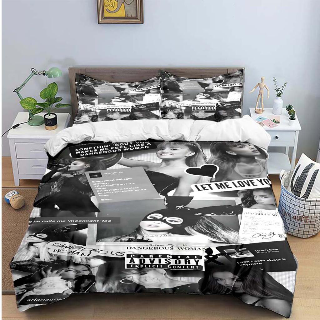 Comforter Fashion Pop Singer A-Ariana G-Grande Print Bedding Sets Bed Supplies Set Bed Comforter Set Bedding Set Luxury Gift