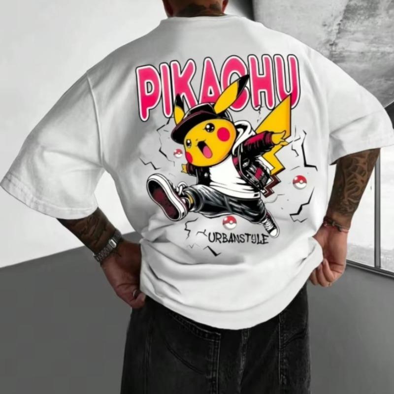 2025 Summer Pokémon Anime Pikachu Brand 100Pure Cotton Printed Tshirt Men Harajuku Loose Casual Versatile Shortsleeved Y2k
