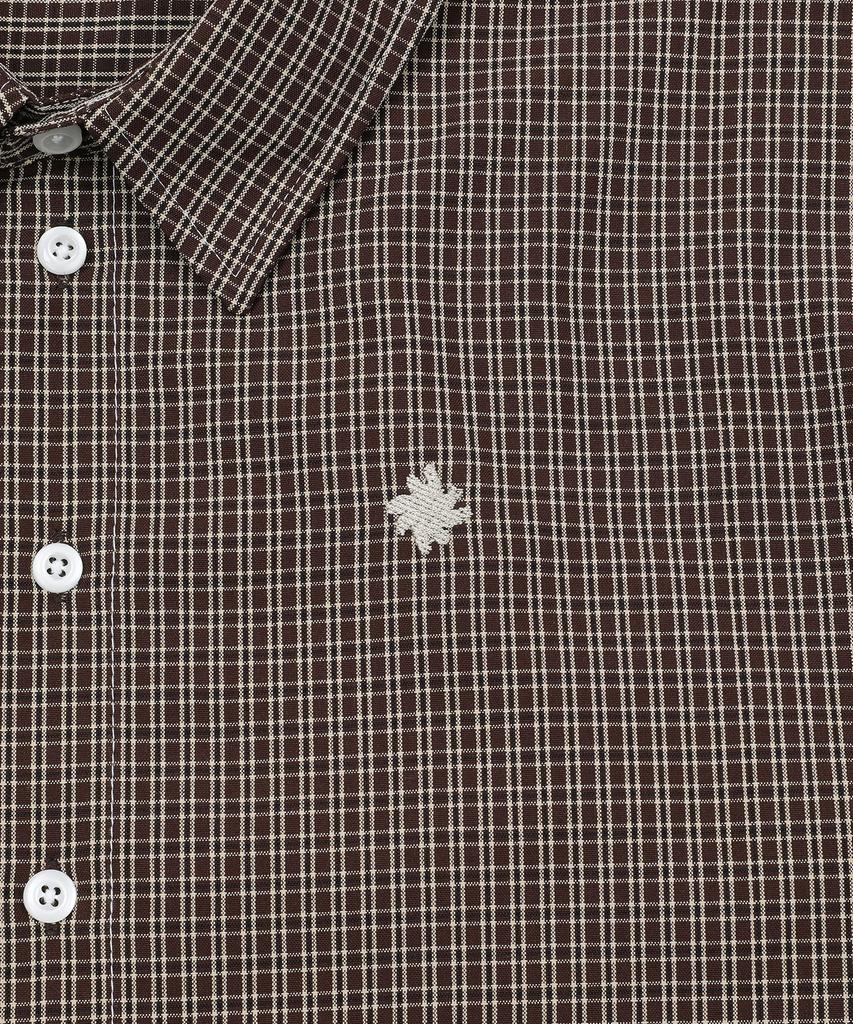 SLOW RECORD HOUSE Logo Check Short Sleeve Shirt_Brown
